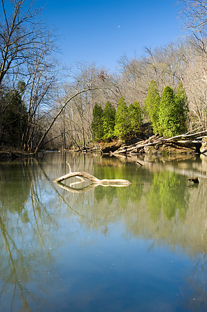 Moon over Blue Hole. Clifton Gorge Ohio